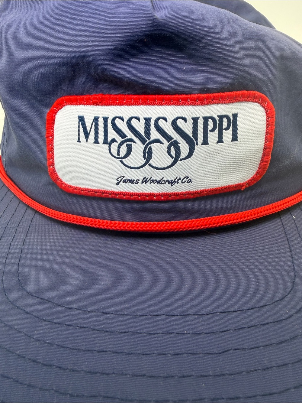 Ole Miss Mississippi Rope Hat Navy Red 5 Panel Snapback Cap Vintage 80s Inspired - Picture 2 of 10
